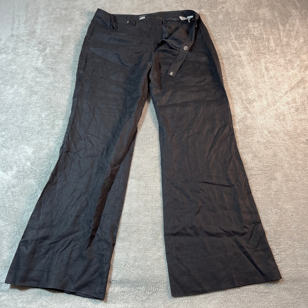 Nine West Pants Women's‎ 14 Slouchy Linen Blend Wide Leg Trousers Black Career